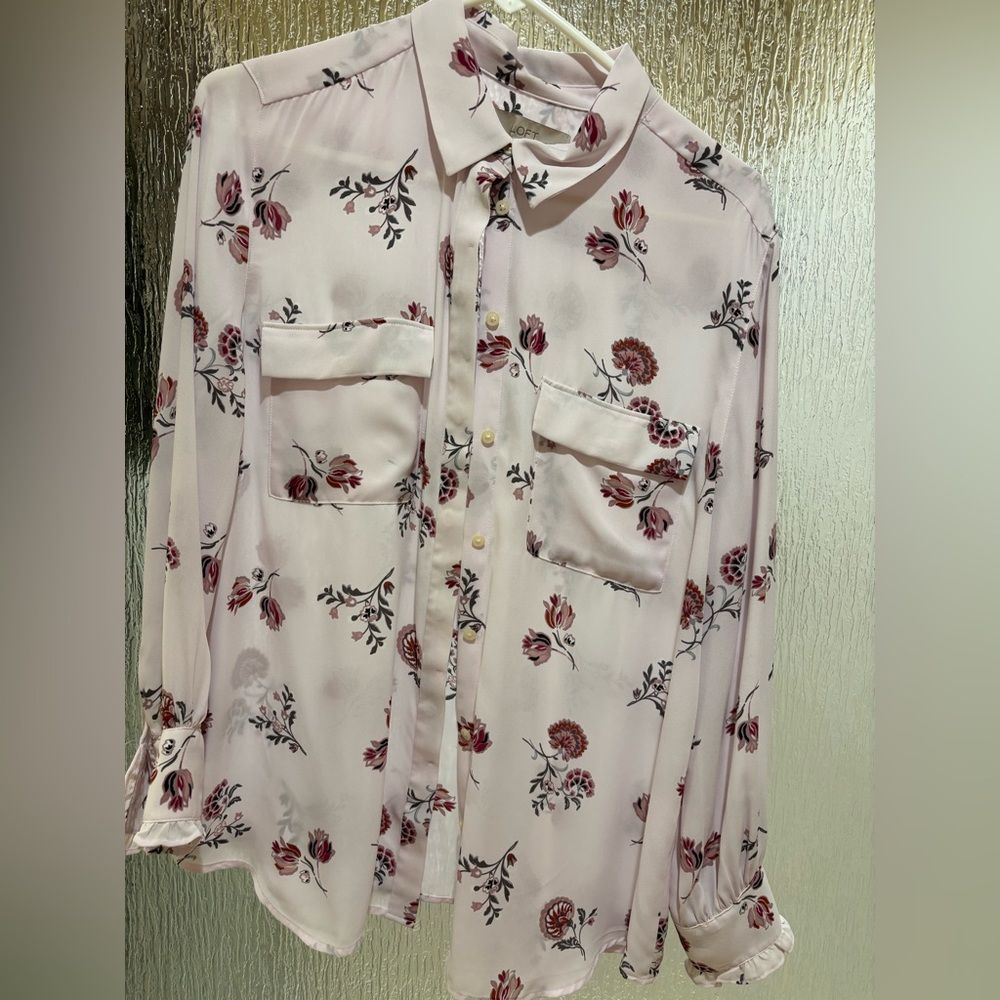 Women’s Pink Floral Button-Up Blouse - Loft